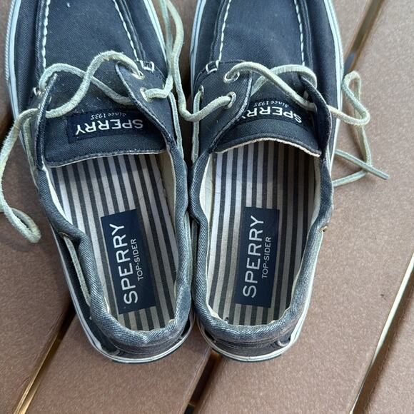 Sperry Halyard Blue and White Boat Shoes with Moccasin Stitching 7.5 - Picture 5 of 8